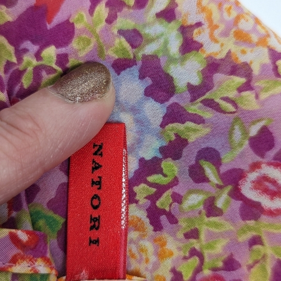 Natori Josie Pink Floral Print Sheer Babydoll Lace Mini Chemise Nightgown Size M - Picture 9 of 12